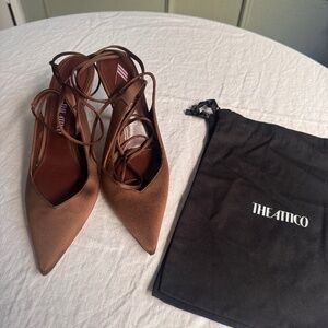The Attico Brown Satin Lace-Up Heels